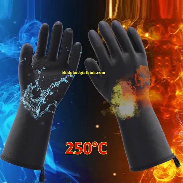 Găng tay cao su chịu nhiệt 250 độ chống nước và hoá chất