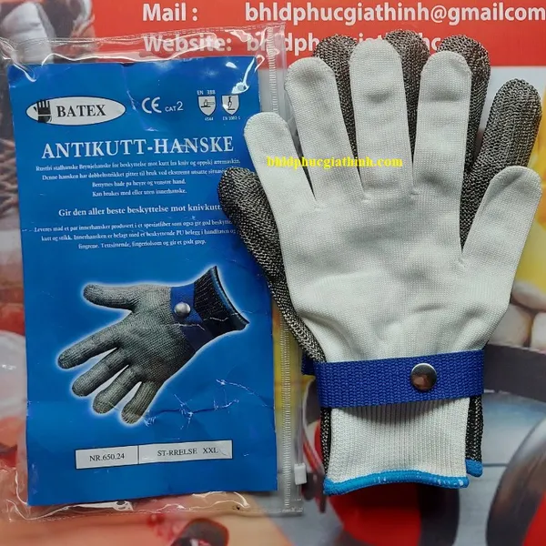 Găng tay chống cắt sợi thép không gỉ thương hiệu Batex