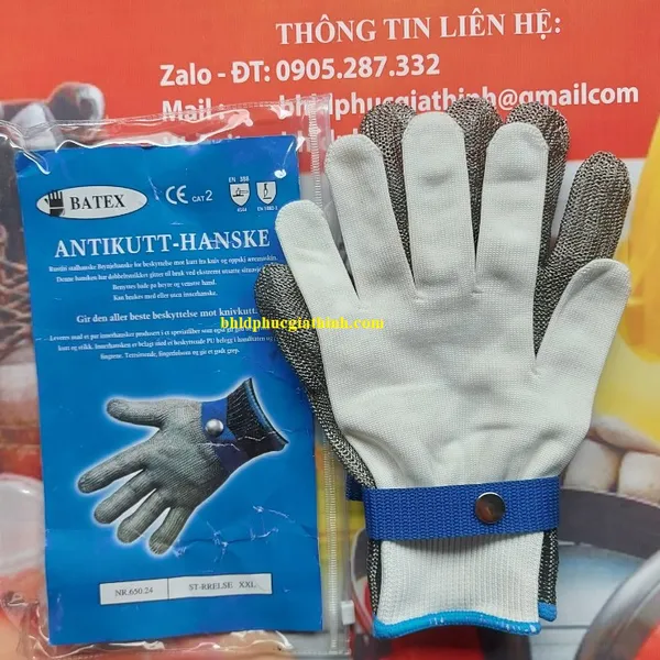 Găng tay chống cắt sợi thép không gỉ thương hiệu Batex