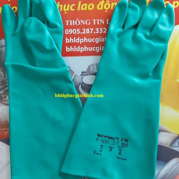 Găng tay công nghiệp chống hoá chất Ansell 37-165 chất liệu Nitrile