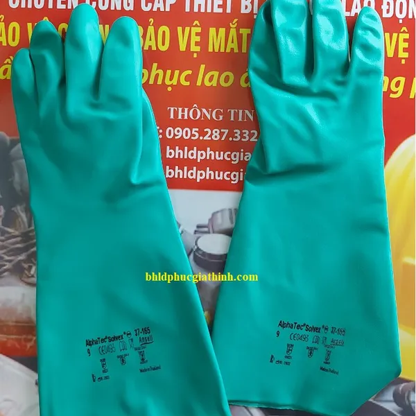 Găng tay công nghiệp chống hoá chất Ansell 37-165 chất liệu Nitrile