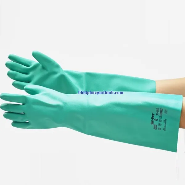Găng tay công nghiệp chống hoá chất Ansell 37-185 chất liệu Nitrile dài 45cm