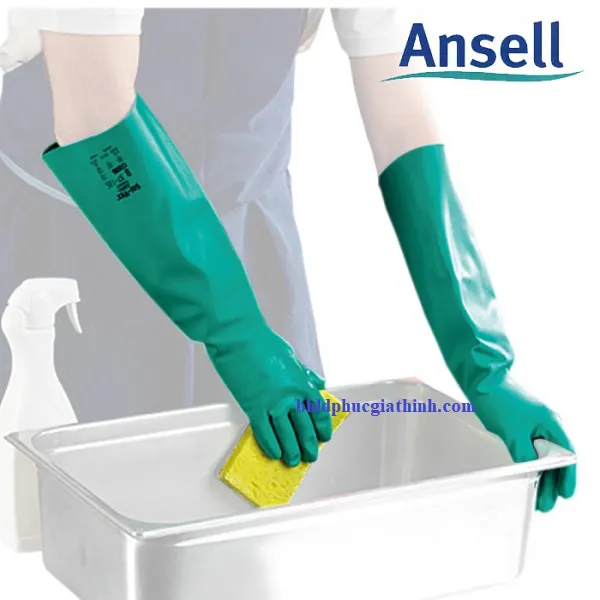 Găng tay công nghiệp chống hoá chất Ansell 37-185 chất liệu Nitrile dài 45cm