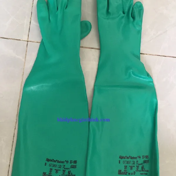 Găng tay công nghiệp chống hoá chất Ansell 37-185 chất liệu Nitrile dài 45cm