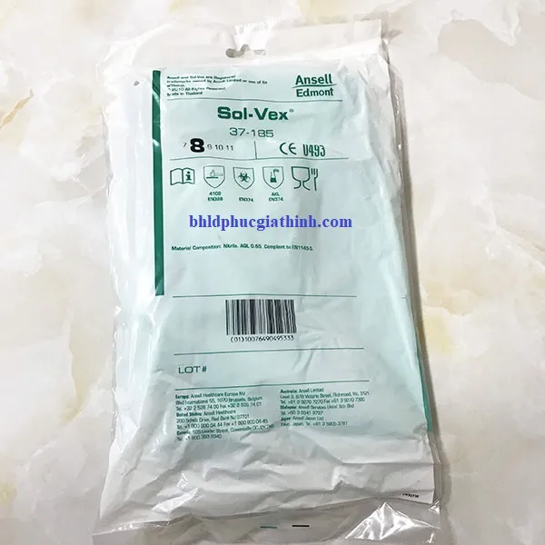 Găng tay công nghiệp chống hoá chất Ansell 37-185 chất liệu Nitrile dài 45cm
