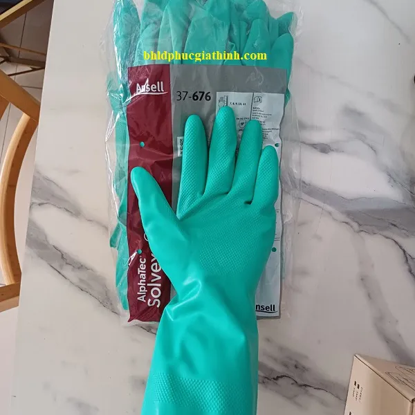 Găng tay chống hoá chất chống dầu Ansell 37-676 dùng được nhiều lần