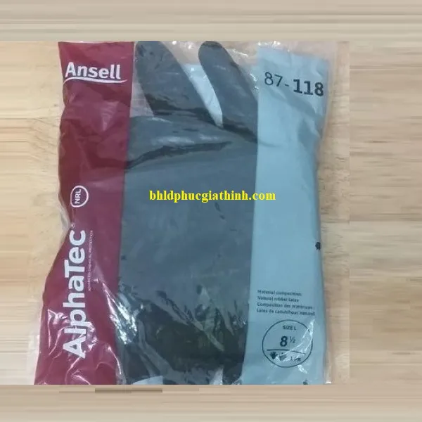 Găng tay cao su tự nhiên Ansell Alphatec 87-118 chống dầu chống hoá chất và axit