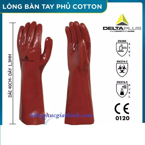 GĂNG TAY CHỐNG HÓA CHẤT DELTAPLUS BASF PVCC400 DÀI 40CM