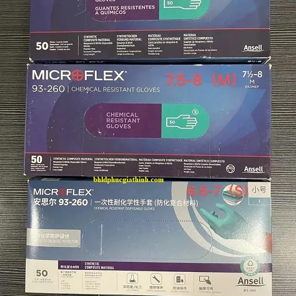 Găng tay chống hóa chất 3 lớp dùng một lần Ansell MICROFLEX 93-260
