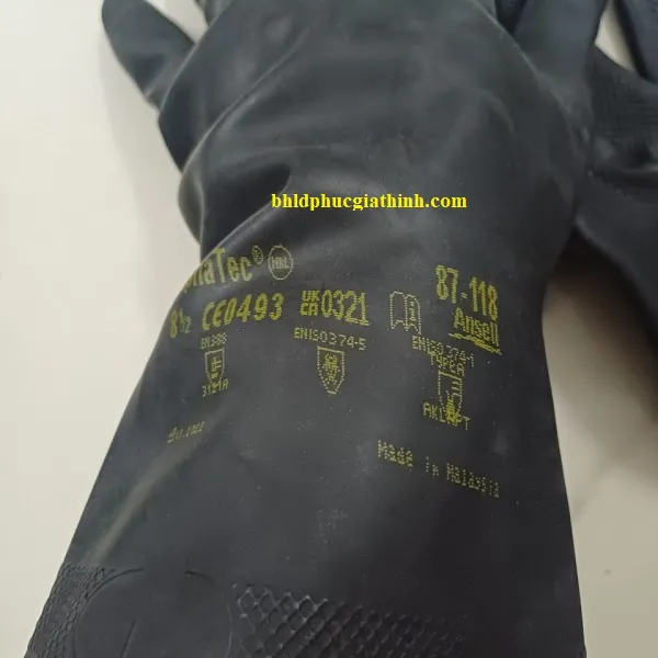 Găng tay chống Axit H2SO4 96% và chống hoá chất Ansell Alphatec 87-118