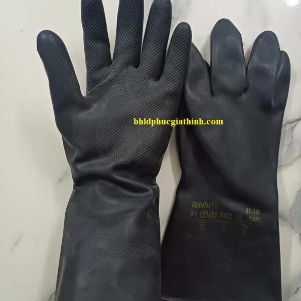 Găng tay chống Axit H2SO4 96% và chống hoá chất Ansell Alphatec 87-118