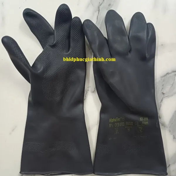 Găng tay chống Axit H2SO4 96% và chống hoá chất Ansell Alphatec 87-118