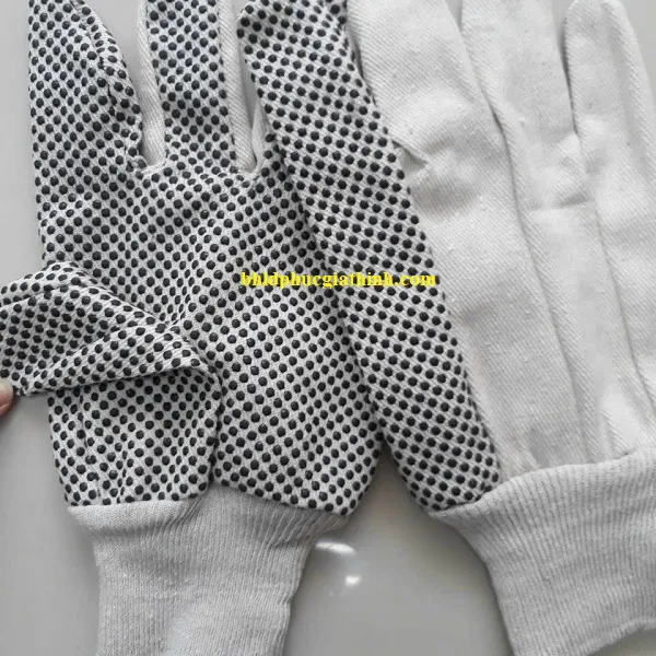 Găng tay Cotton phủ hạt nhựa Polkadot 10oz