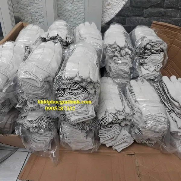 Găng tay Cotton phủ hạt nhựa Polkadot 10oz