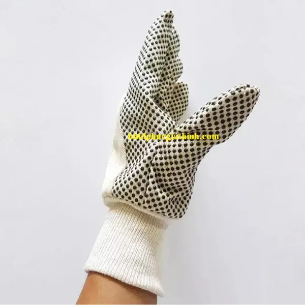 Găng tay Cotton phủ hạt nhựa Polkadot 10oz