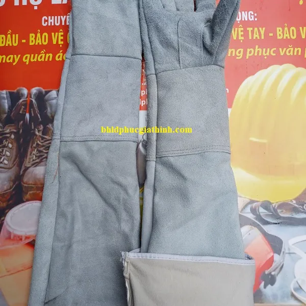 Găng tay da hàn 2 lớp dài 65cm dùng trong cơ khí