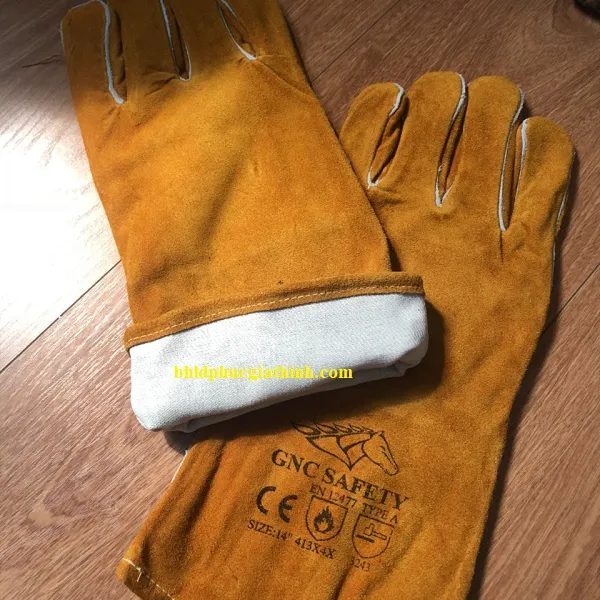 Găng tay da hàn con ngựa 2 lớp GNC Safety dài 14inch chịu nhiệt chống cháy