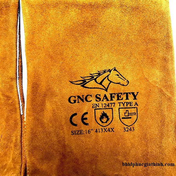 Găng tay da hàn 2 lớp màu vàng GNC Safety 16inch chống cháy chịu nhiệt