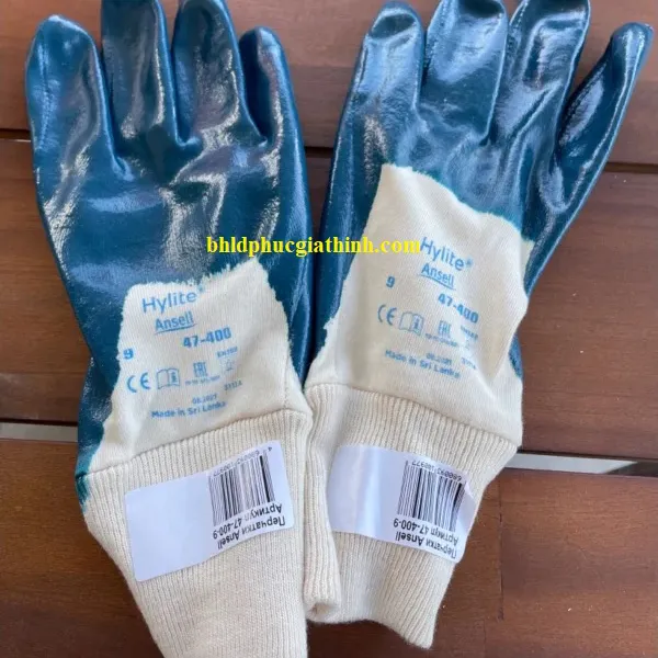 Găng tay sợi dệt kim nhúng Nitrile chống bám dầu Ansell ACTIVARMR HYLITE 47-400