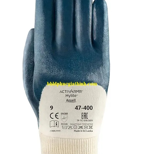 Găng tay sợi dệt kim nhúng Nitrile chống bám dầu Ansell ACTIVARMR HYLITE 47-400