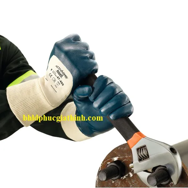 Găng tay sợi dệt kim nhúng Nitrile chống bám dầu Ansell ACTIVARMR HYLITE 47-400