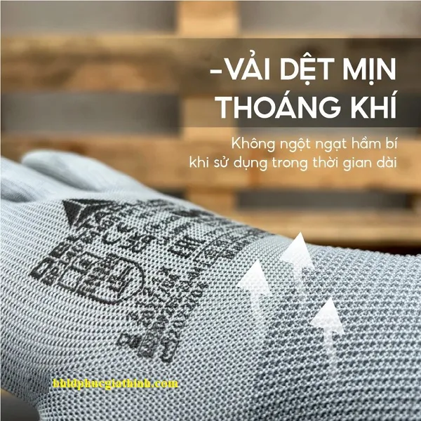 Găng tay cơ khí đa năng sợi Polyester phủ PU lòng bàn tay Deltaplus VE702PG