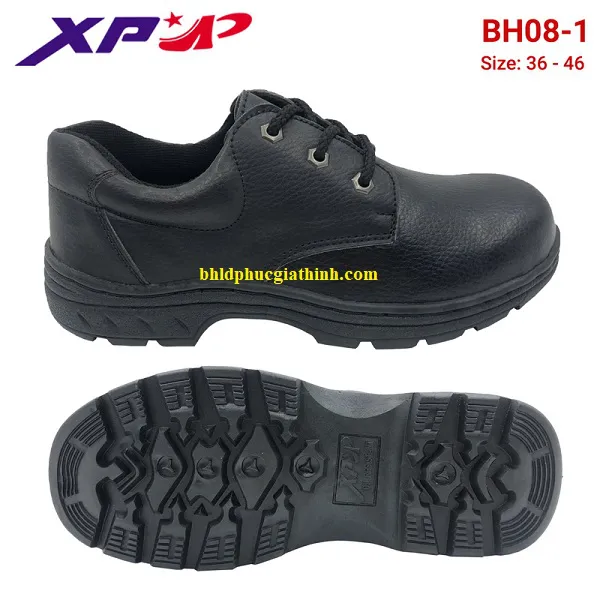 Giày bảo hộ đế đen chỉ đen mũi sắt đế sắt XP BH08-1 giá rẻ