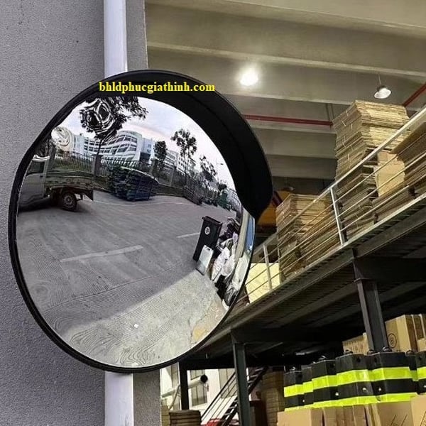 Gương cầu lồi giao thông bằng nhựa D60cm có mái che màu đen