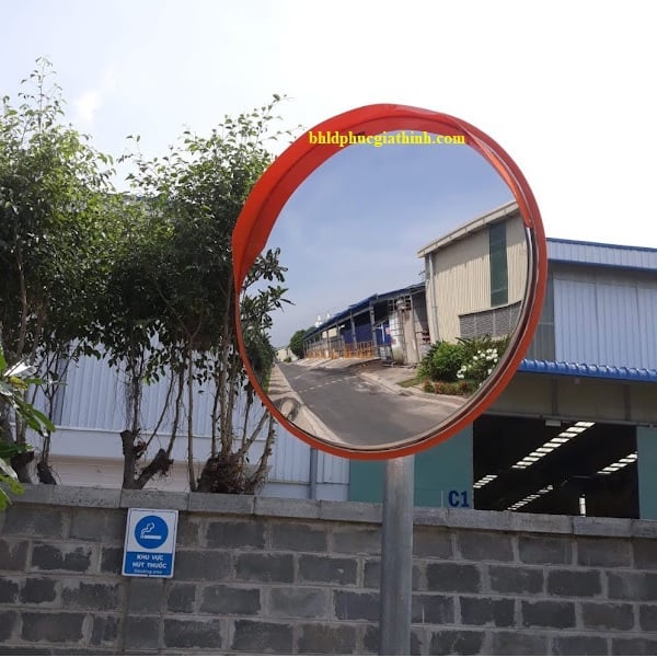 Gương cầu lồi giao thông Inox D49cm có mái che
