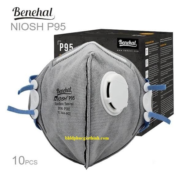 Khẩu trang lọc bụi hiệu suất 95% Benehal P385 có van thở