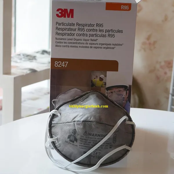 Khẩu trang than hoạt tính 3M 8247 R95 lọc bụi và hơi hữu cơ