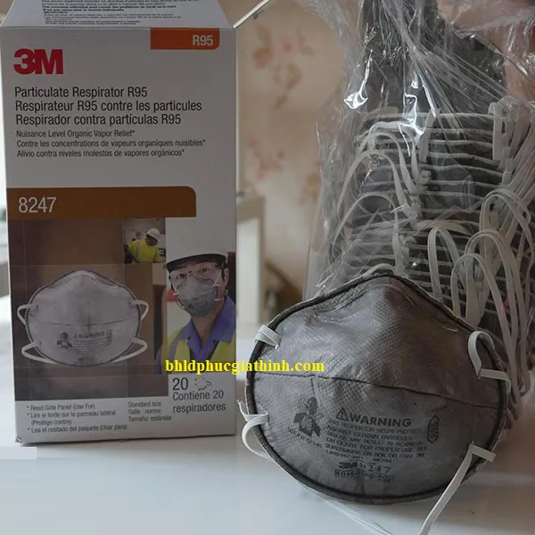 Khẩu trang than hoạt tính 3M 8247 R95 lọc bụi và hơi hữu cơ