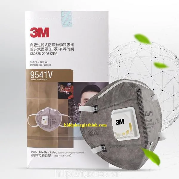 Khẩu trang than hoạt tính 3M 9541V KN95 có van thở đeo qua tai