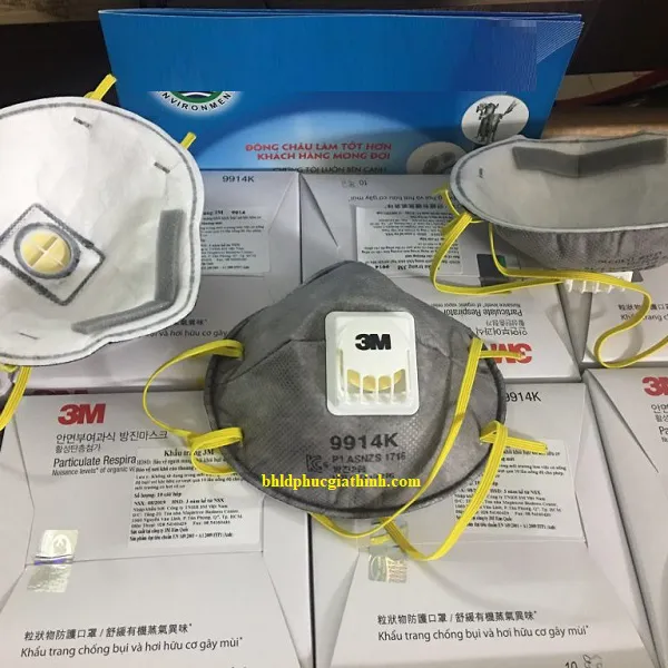 Khẩu trang than hoạt tính lọc hơi hữu cơ 3M™ 9914K có van thở