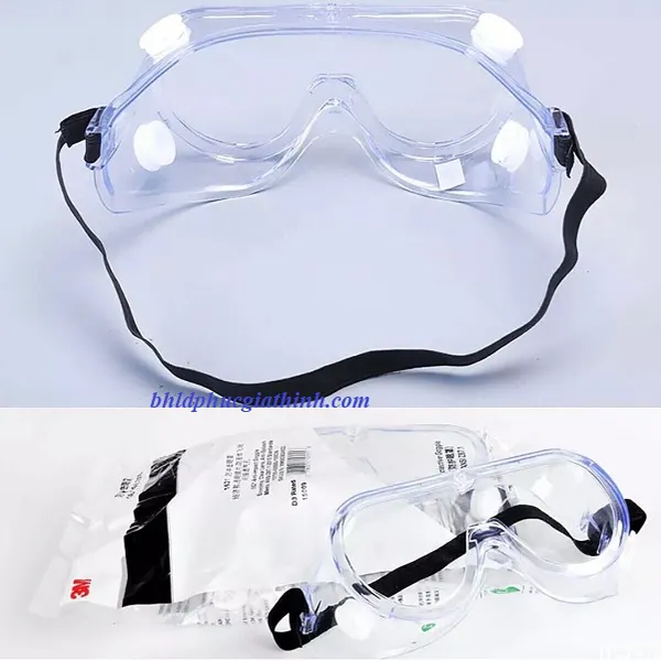 Kính bảo hộ chống hoá chất 3M 1621 chống đọng sương sử dụng kết hợp được cùng với kính cận