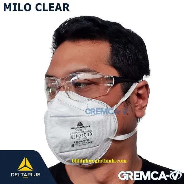 Kính bảo hộ chống hoá chất chống tia UV400 Delta Plus Milo Clear