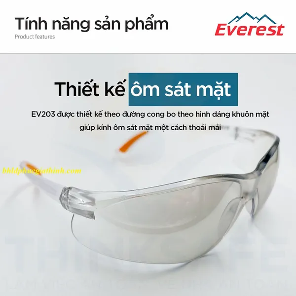 KÍNH BẢO HỘ EVEREST EV203 TRẮNG TRONG TRÁNG SILVER