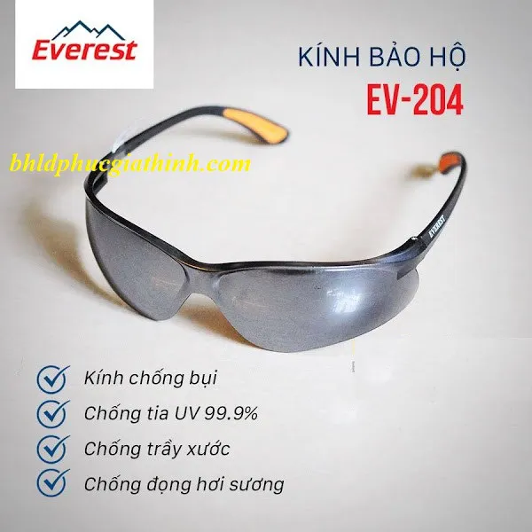 KÍNH BẢO HỘ EVEREST EV204 MÀU ĐEN TRÁNG SILVER