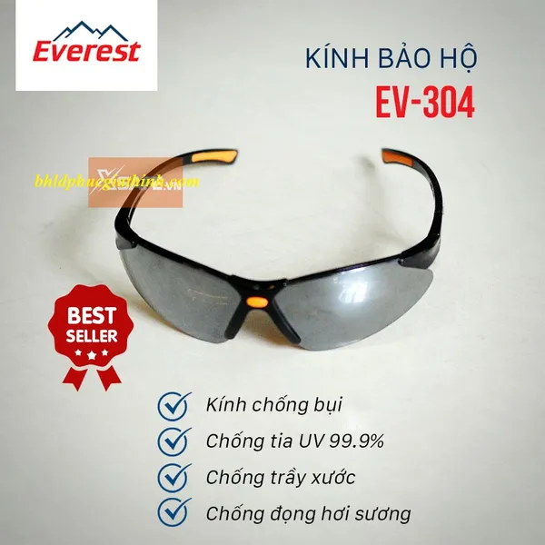 KÍNH BẢO HỘ EVEREST EV304 ĐEN TRONG TRÁNG SILVER