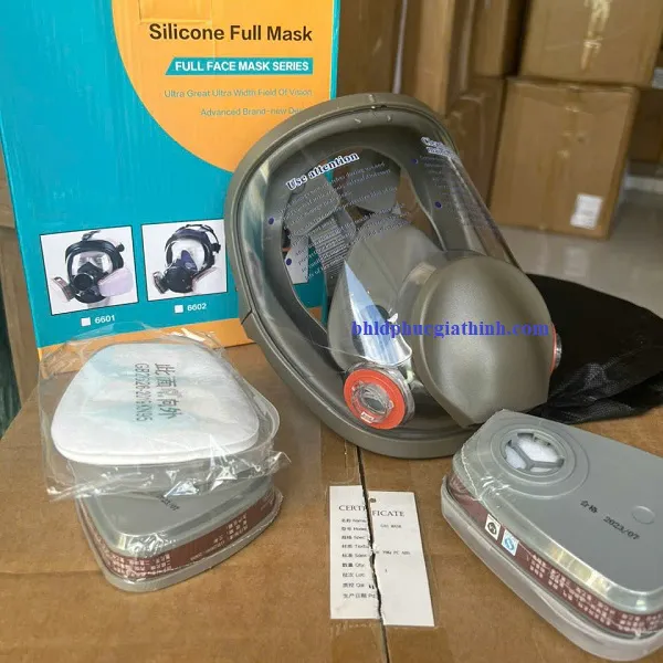 Mặt nạ phòng độc nguyên mặt đi kèm phin lọc độc và tấm lọc bụi