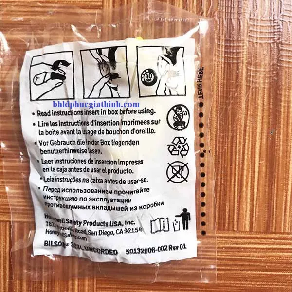 Nút tai chống ồn chất liệu bọt polyurethane dùng 1 lần Bilsom 303L thương hiệu Howard Leight by Honeywell Mỹ