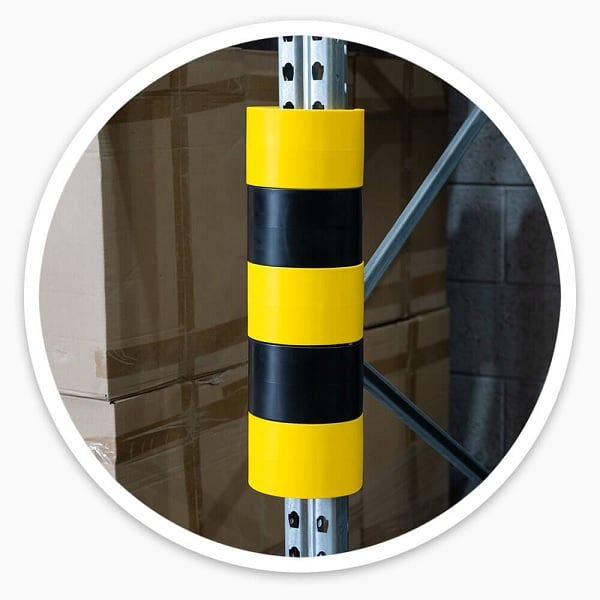 Ốp Bảo Vệ Chân Cột Kệ Kho Hàng 7cm–9cm Cao 30cm Nhựa Vàng Đen