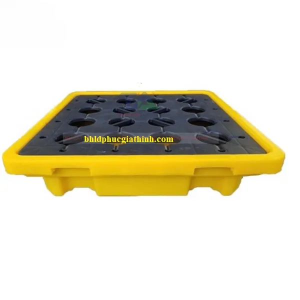 Pallet nhựa chống tràn dầu và hoá chất 1 phuy kích thước 675x675x150mm