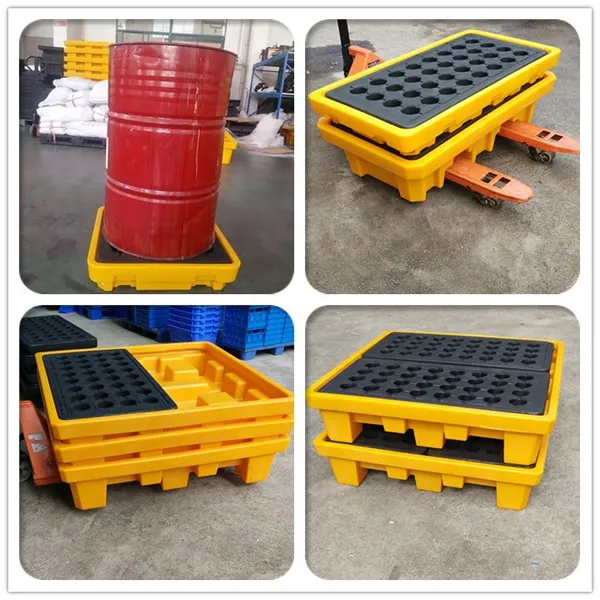 Pallet nhựa chống tràn dầu và hoá chất 1 phuy kích thước 675x675x150mm