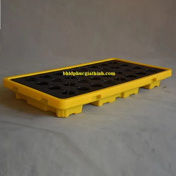 Pallet nhựa chống tràn dầu và hoá chất 2 phuy kích thước 1300x680x150mm