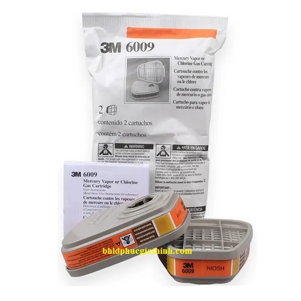 Phin lọc hơi thủy ngân hoặc clo 3M 6009 chính hãng tiêu chuẩn NIOSH