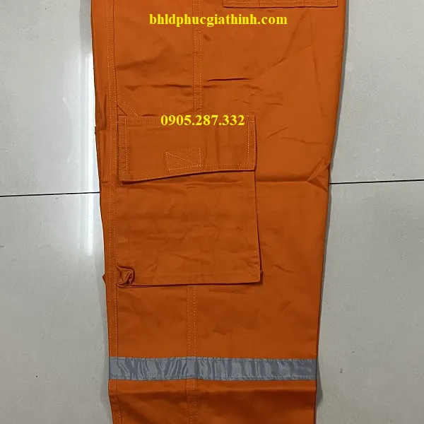 Quần áo bảo hộ điện lực màu cam vải Păngrim Hàn Quốc cao cấp có phản quang