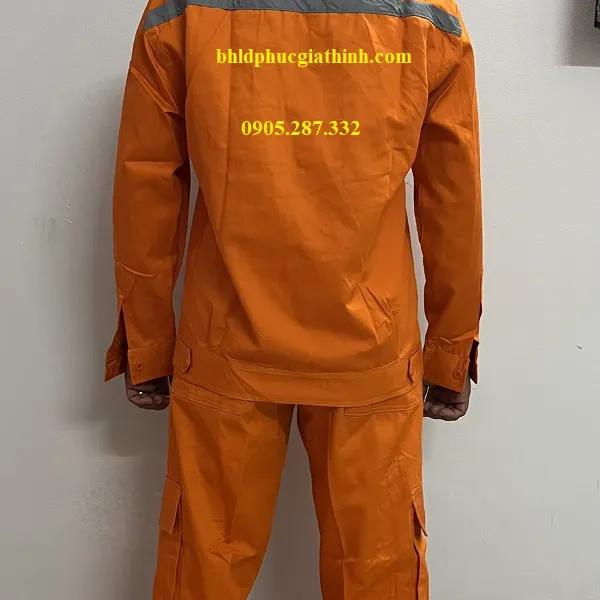 Quần áo bảo hộ điện lực màu cam vải Păngrim Hàn Quốc cao cấp có phản quang