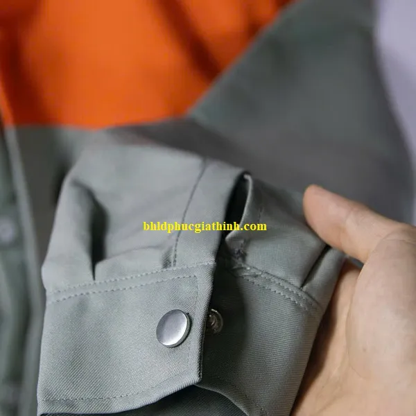 Quần áo bảo hộ đồng phục xám phối cam cho công nhân kỹ thuật