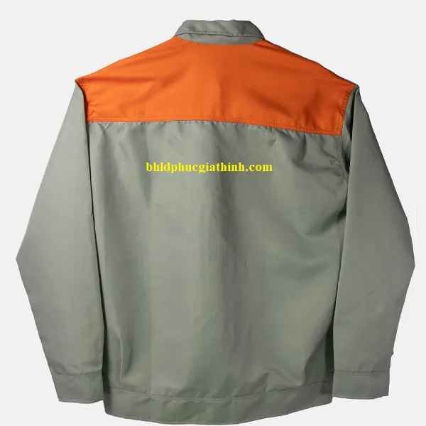 Quần áo bảo hộ đồng phục xám phối cam cho công nhân kỹ thuật
